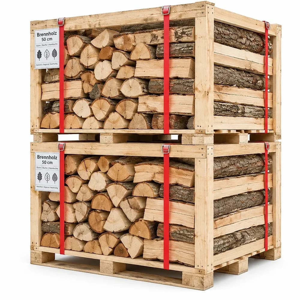 Bûches 50 cm chêne blanc, hêtre et charme — 2 palettes